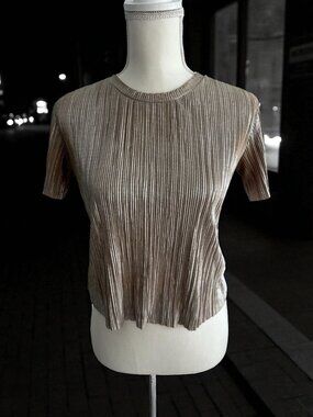 & OTHER STORIES Gold Metallic Tee Top Size 2